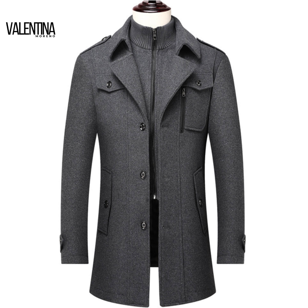 JACKSON™ | Abrigo de invierno mezcla de lana, cuello doble y estilo británico tradicional