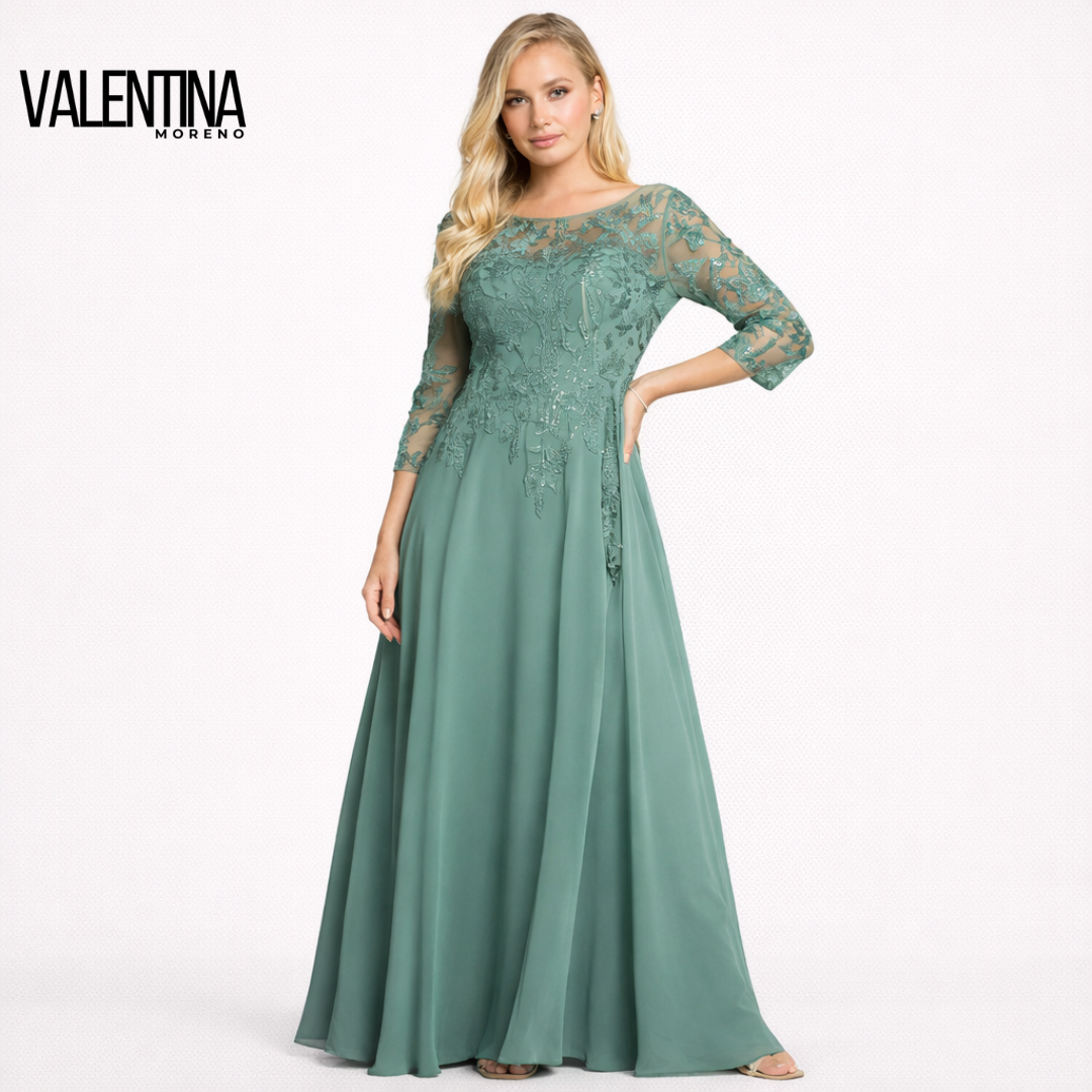 SILVIA™ | Vestido de fiesta con mangas y delicados encajes