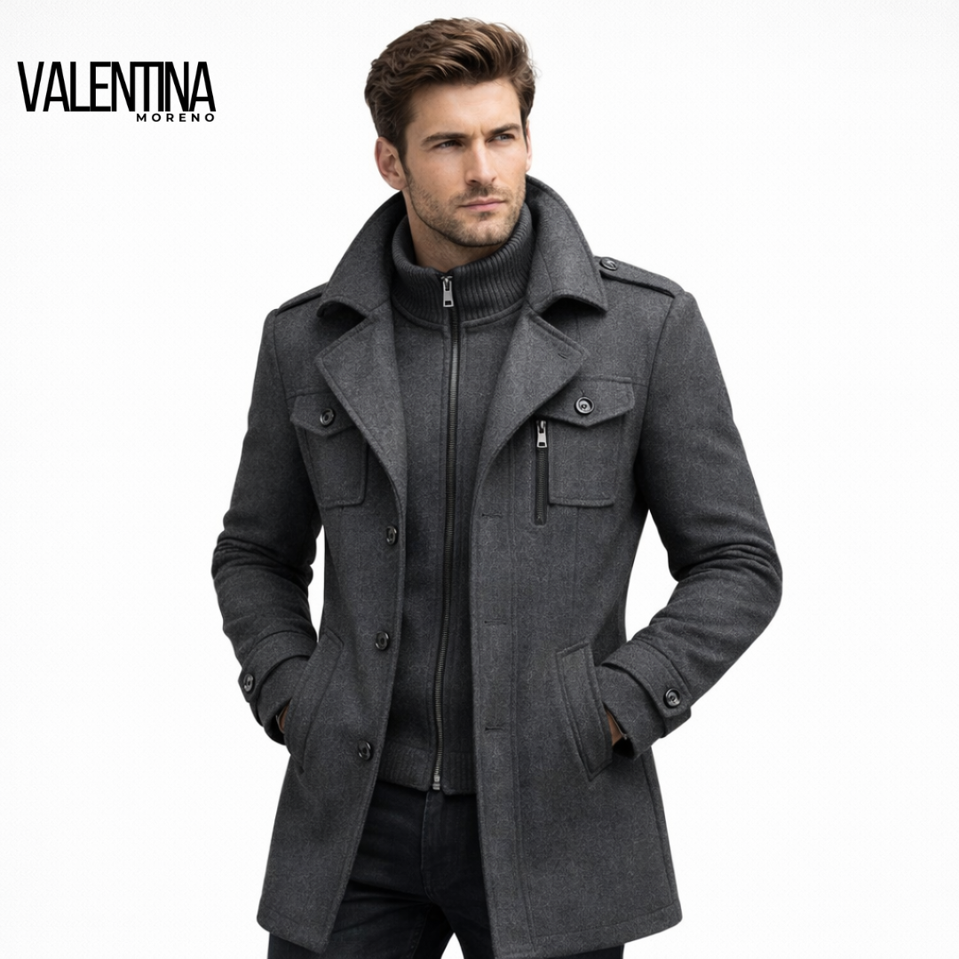 JACKSON™ | Abrigo de invierno mezcla de lana, cuello doble y estilo británico tradicional