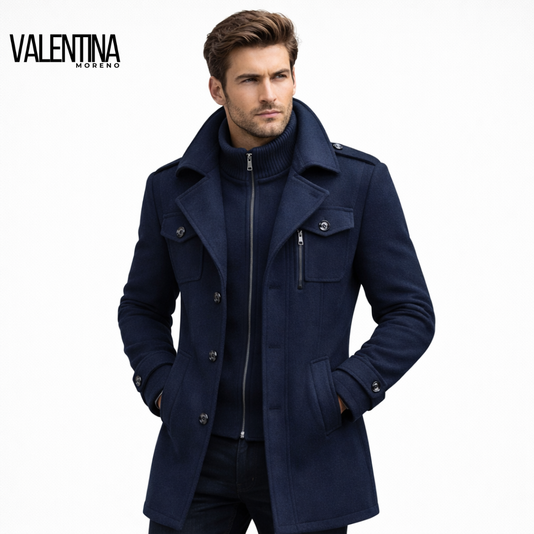 JACKSON™ | Abrigo de invierno mezcla de lana, cuello doble y estilo británico tradicional