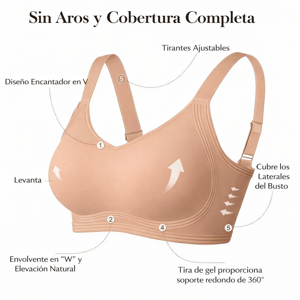 AINARA™ | Sujetador deportivo sin aros, con cobertura total y efecto push up